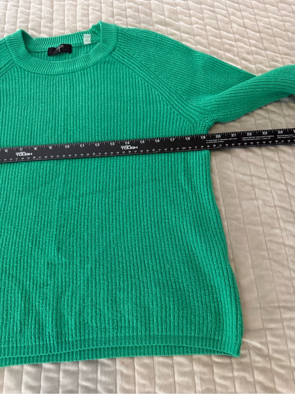 Tahari Green Ribbed Knit Crewneck Sweater Womens Size Large Raglan Pullover - Picture 4 of 8